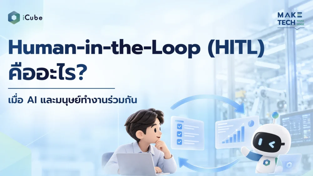 ภาพประกอบแนวคิด Human-in-the-Loop (HITL) การทำงานร่วมกันระหว่างมนุษย์และ AI